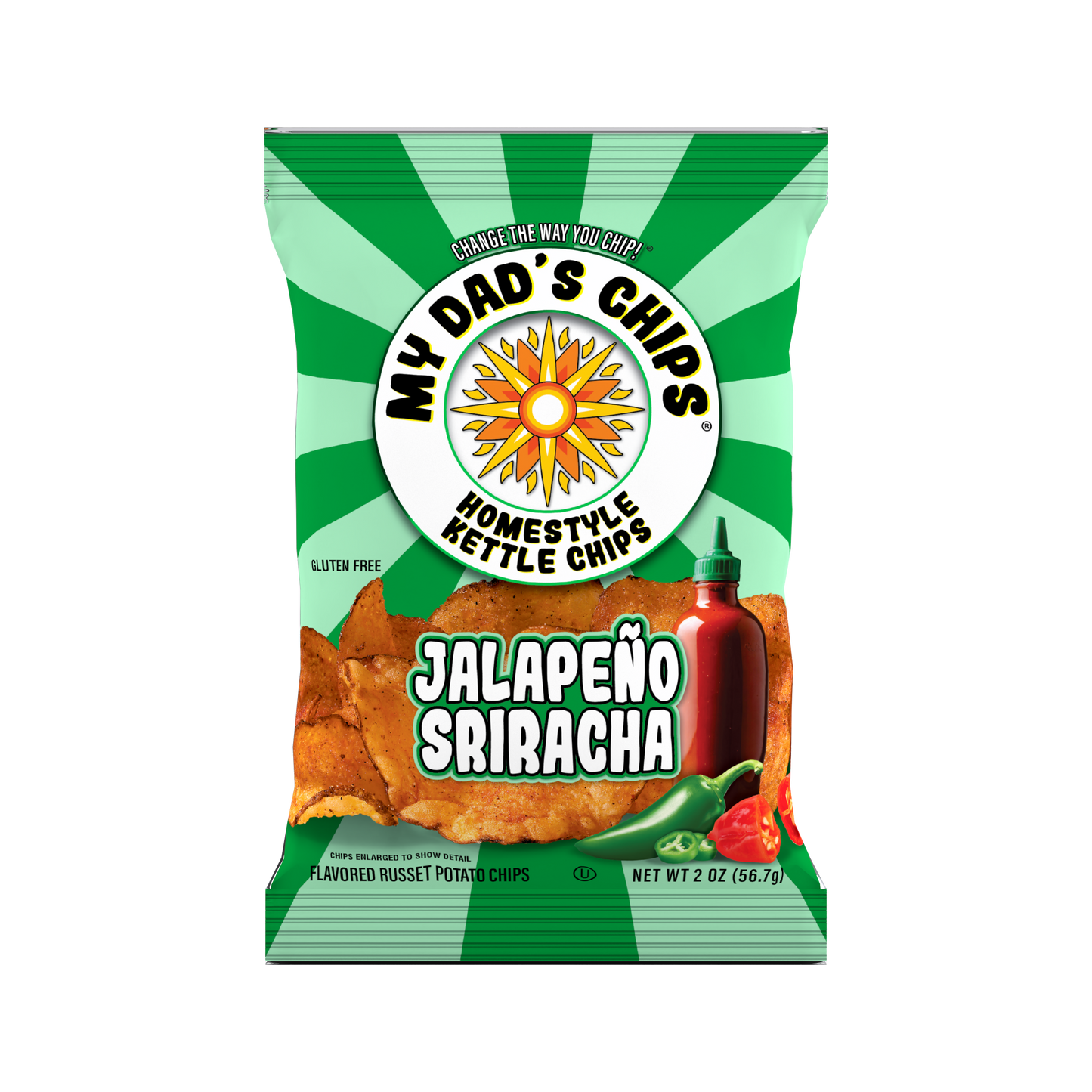 My Dad's Chips | Thin Sliced Kettle Potato Chips | Jalapeño Sriracha