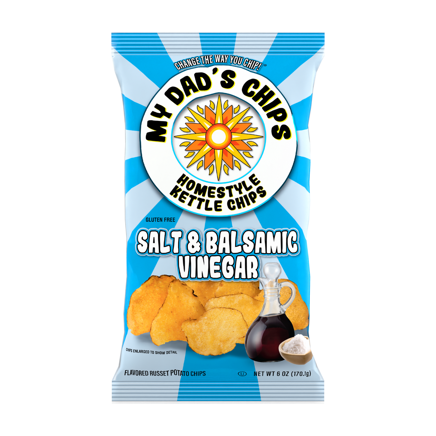 My Dad's Chips | Thin Sliced Kettle Potato Chips | Salt & Balsamic Vinegar