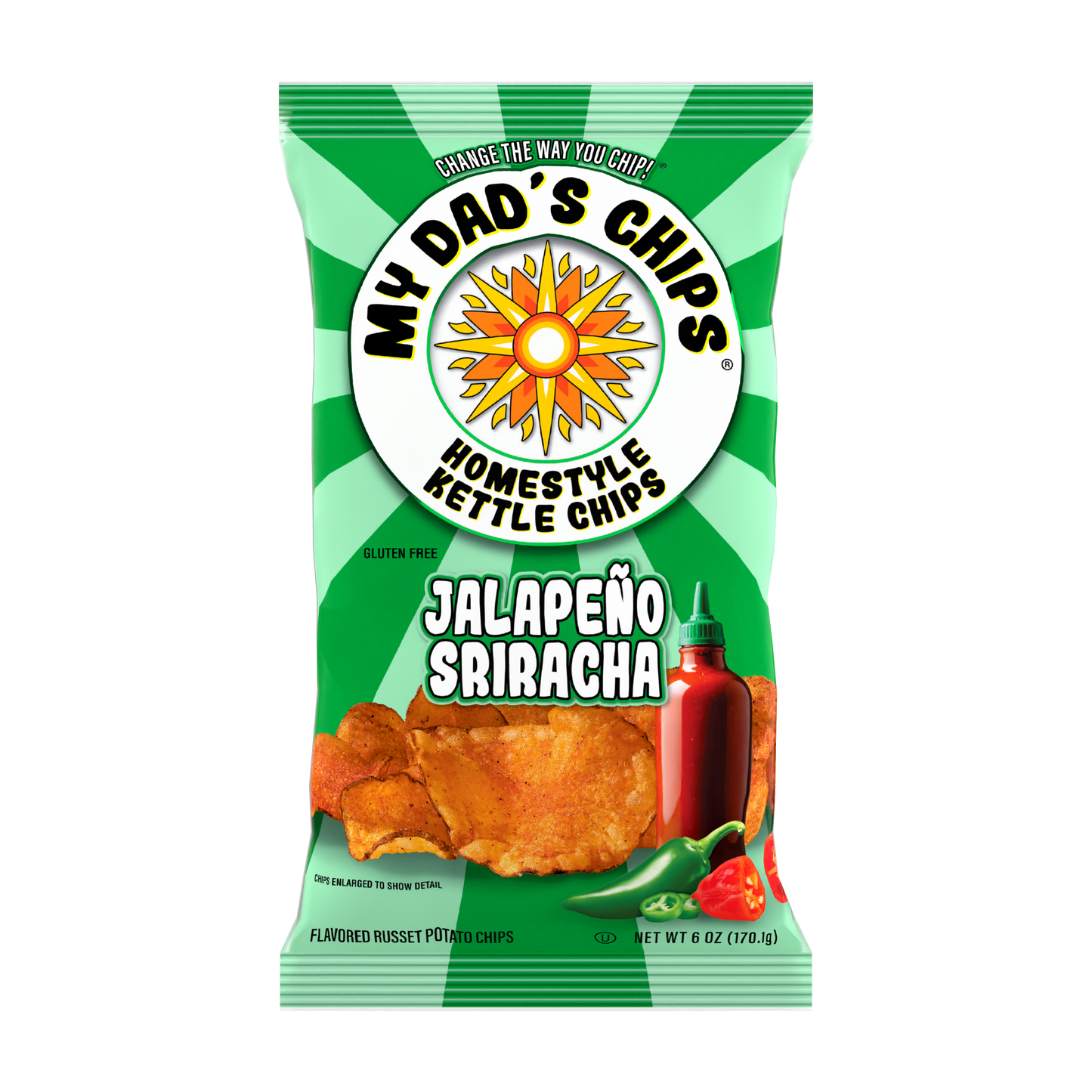 My Dad's Chips | Thin Sliced Kettle Potato Chips | Jalapeño Sriracha