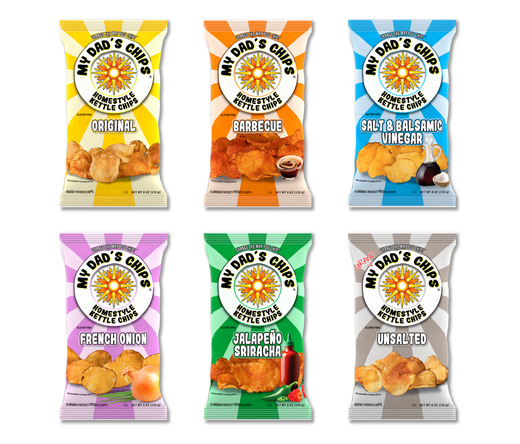 My Dad's Chips | Thin Sliced Kettle Potato Chips | Variety Pack (including Unsalted)